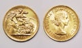 Front and back side of One british pound sterling gold, old type, 1964 Royalty Free Stock Photo