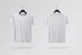 Front and back sides of male white cotton t-shirt