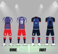 Front and back of soccer uniforms template vector