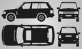 Front, back, top and side SUV projection Royalty Free Stock Photo