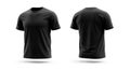 Front and back view of black t-shirt mockup with white background Royalty Free Stock Photo