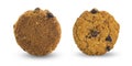 Front-Back view of Chocolate chip cookies isolated on white background. Royalty Free Stock Photo