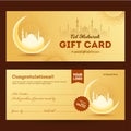 Front and back view of gift card for Eid Mubarak. Royalty Free Stock Photo