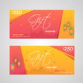 Front and back view of gift voucher for Eid Mubarak festival. Royalty Free Stock Photo