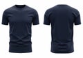 Front and back view of a navy blue t shirt isolated on white background Royalty Free Stock Photo