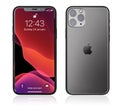 Front and back view of new Apple iPhone 11 Pro Space Gray