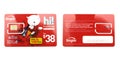 A front and back view of the Singtel prepaid card sold in Singapore