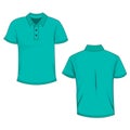 Front and back view of turquoise polo Royalty Free Stock Photo