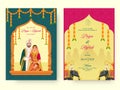 Front And Back View Of Wedding Invitation Card Design With Indian Couple Character In Traditional Attire Royalty Free Stock Photo