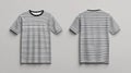 Front and Back View of White T Shirt with Black Horizontal Stripes Royalty Free Stock Photo