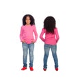 Front and back views of a beautiful African American girl Royalty Free Stock Photo