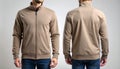 Men\'s Blank Full Zip Track Jacket Mockup - Front and Back Views Royalty Free Stock Photo