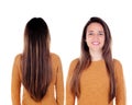 Front and back views of a teenger girl with long hair Royalty Free Stock Photo