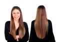 Front and back views of a teenger girl with long hair Royalty Free Stock Photo