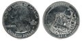 Front and backside of a historic American silver coin