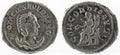 Front and backside of a historic Roman antoninianus coin of Otacilia Severa Royalty Free Stock Photo