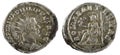 Front and backside of a historic Roman silver coin of King Philip I Royalty Free Stock Photo