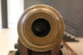 Front barrel old artillery cannon on blurred background Royalty Free Stock Photo