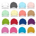 Front Baseball cap vector template set. Black , white a Royalty Free Stock Photo