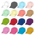 Front Baseball cap vector template set. Royalty Free Stock Photo