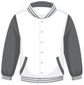 Front of basic white grey bomber jacket isolated