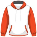 Front of basic white and orange hoodie isolated