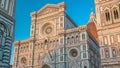 The front of The Basilica di Santa Maria del Fiore timelapse which is the cathedral church Duomo of Florence in Italy Royalty Free Stock Photo