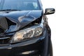 Front of black car get damaged by accident Royalty Free Stock Photo