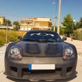 Front of a black sport car