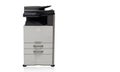 Front black and white photocopier / copy machine, printer and fax for office paper work on white background Royalty Free Stock Photo