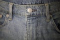 front of blue jeans with button and belt loops Royalty Free Stock Photo