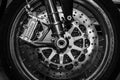 The front brakes of a sports motorcycle Norton Commando 961 Cafe Racer Royalty Free Stock Photo