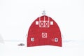 The front of bright red old barn Royalty Free Stock Photo