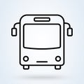 Front Bus tour transport line icon. Classic style bus. Vector illustration