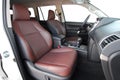 Front seats upholstered in red leather in a large modern SUV Royalty Free Stock Photo