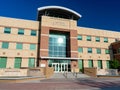 Front of the City Hall in Meridian Idaho with steps and fountain