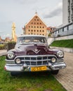 Front of classic Cadillac car parked