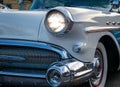 Front close up of a classic car from the fifties