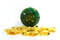 Front close up of fish oil caplet Royalty Free Stock Photo