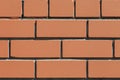 Front close-up view of a flat brick wall with the bricks symmetrically spread out Royalty Free Stock Photo