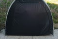 Closed Black Bicycle Tent with Zipper Closure, Outdoor