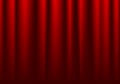 Front of closed red theater curtain. Background for banner or poster. Vector illustration Royalty Free Stock Photo