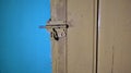 Front closeup shot of locked doors of a door Royalty Free Stock Photo