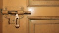 Front closeup shot of locked doors of a door Royalty Free Stock Photo