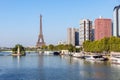 Front de Seine and Eiffel tower - Paris, France Royalty Free Stock Photo