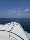 front deck of big yatch sail through sea Royalty Free Stock Photo