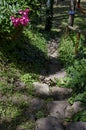 A front decorative natural entrance or door toward child public bivouac in the coniferous forest near to Pasarel village