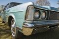 Front detail of a vehicle Ford Galaxie LTD 1979 on display at a vintage car fair show in the city of Londrina, Brazil. Royalty Free Stock Photo