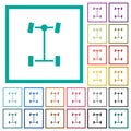 Front differential flat color icons with quadrant frames Royalty Free Stock Photo