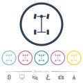 Front differential flat color icons in round outlines